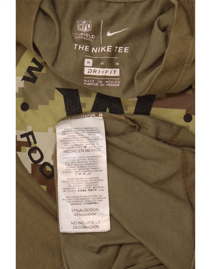 Nike Mens Washington Graphic Top Long Sleeve Medium Khaki Cotton