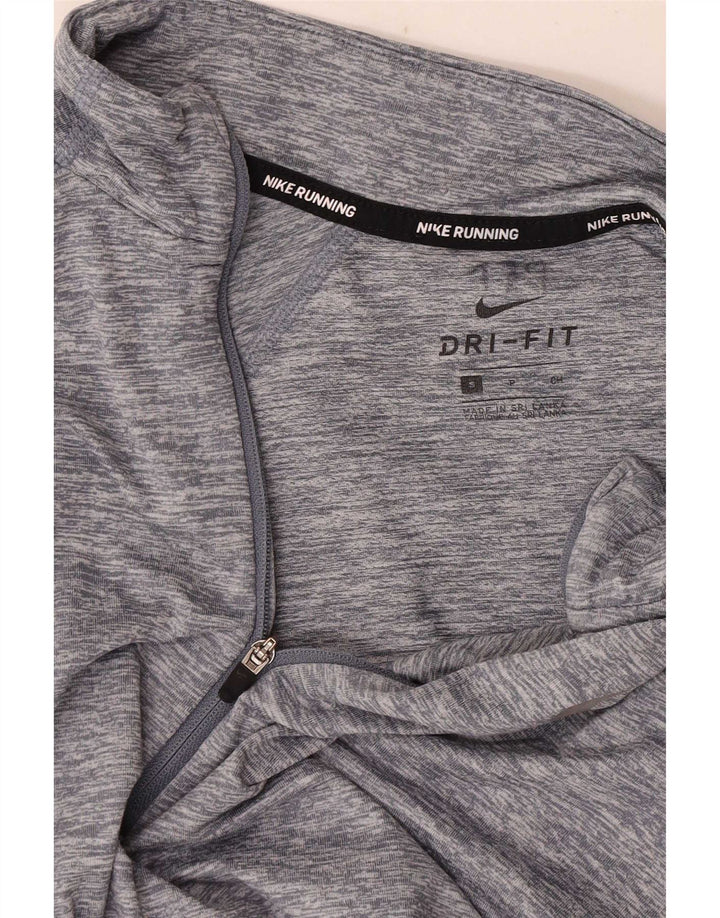 Nike Dri Fit Zip Neck Pull Survêtement Haut Petit Gris Moucheté