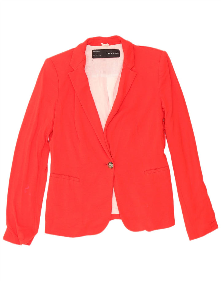 Zara Veste Blazer 1 Bouton Femme UK 12 Acétate Rouge Moyen