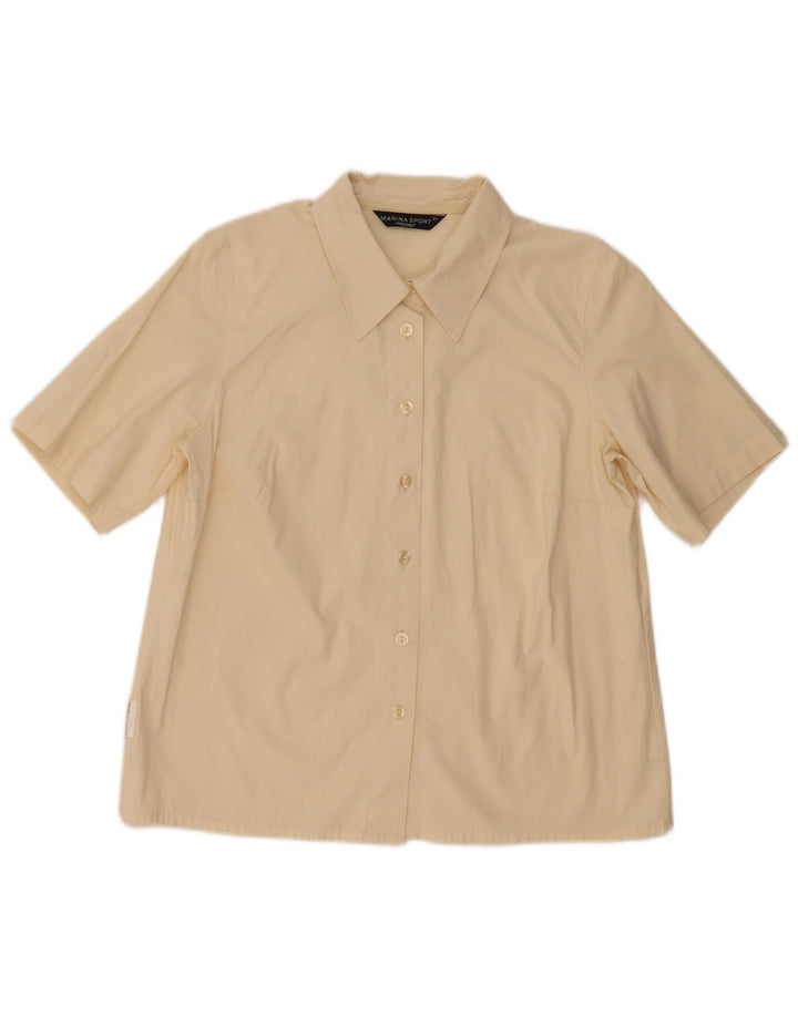 Marina Rinaldi kortærmet skjorte til kvinder Størrelse 21 Medium Beige Bomuld