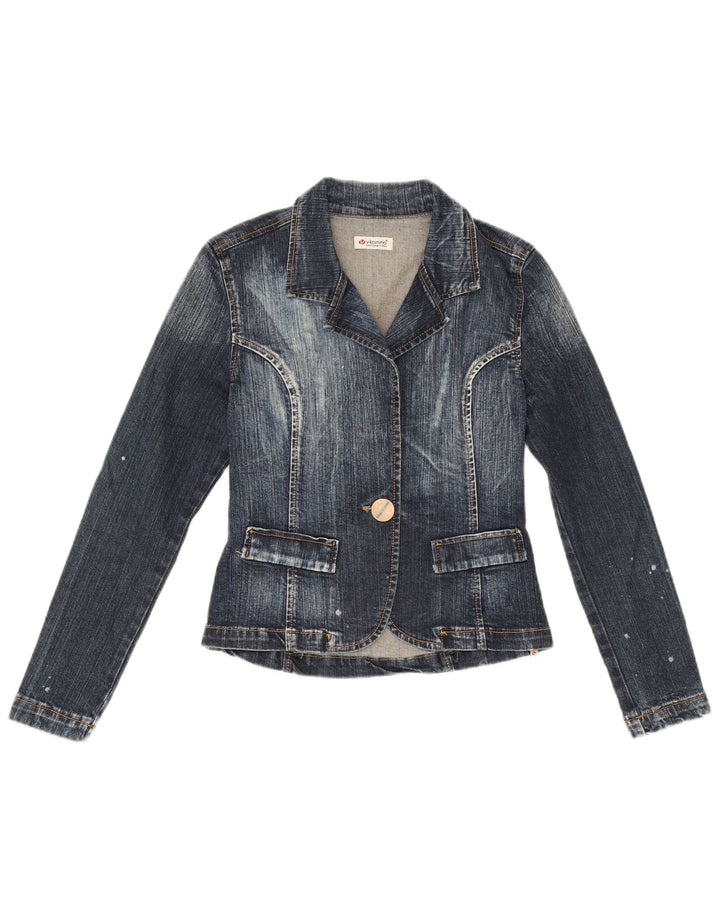 Giacca da donna in denim a 1 bottone Vitamina da donna UK 14 Cotone blu medio
