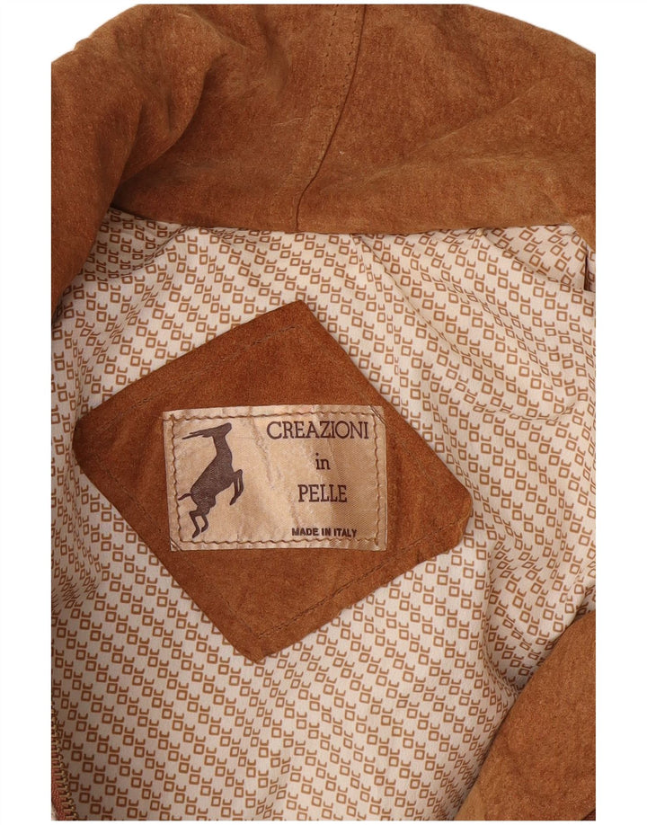 Vintage Womens Leather Fleece Jacket UK 14 Medium White Colourblock Leather