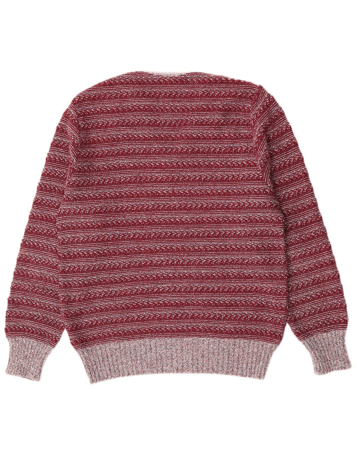 Rio Herren-Pullover mit V-Ausschnitt, IT 50, mittelbraun, gestreift, Polyacryl