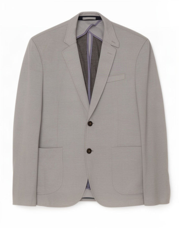Zara Chaqueta tipo blazer de 2 botones para hombre EU 52 Grande Gris Colorblock Poliéster