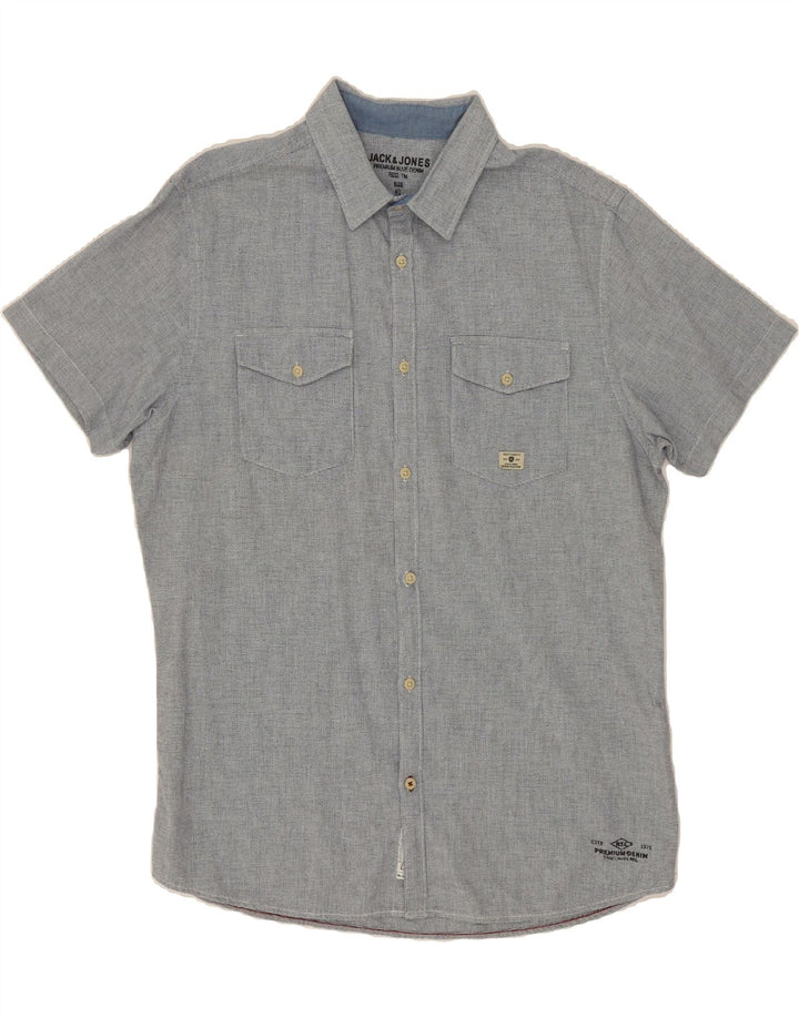 JACK & JONES Mens Short Sleeve Shirt XL Grey Cotton Vintage Jack & Jones and Second-Hand Jack & Jones from Messina Hembry 