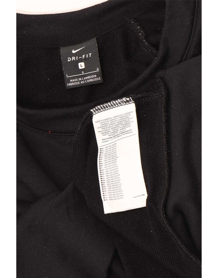 Nike Womens Dri Fit Graphic Oversized Sweatshirt Jumper UK 16 Large Black