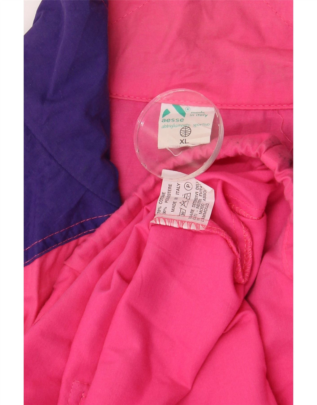 Aesse Mens Zip Neck Pullover Tracksuit Top XL Pink Colourblock Cotton