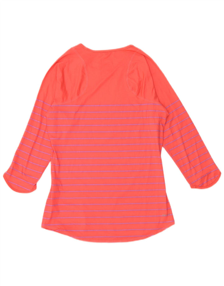 NIKE Dame Dri Fit Top 3/4 ærmer UK 10 Small Pink Stribet Polyester