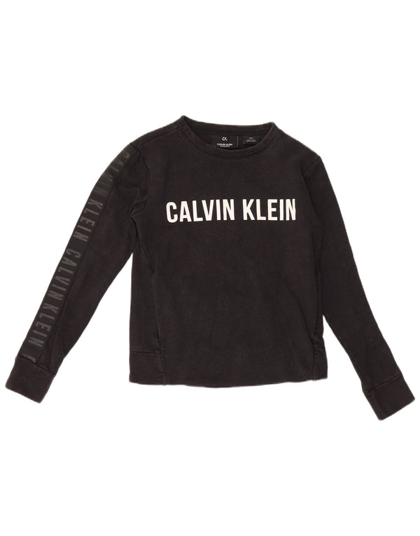 Felpa oversize grafica da donna Calvin Klein Jumper UK 6 XS Nera