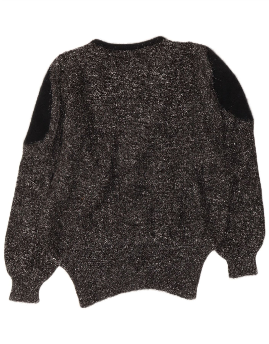VINTAGE Jersey con cuello en V para mujer IT 44 Bloque de color gris medio