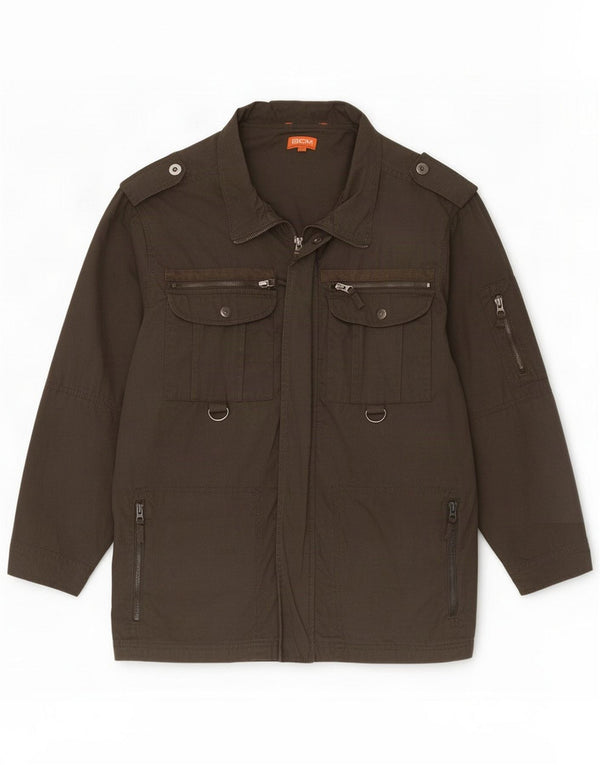 Jaqueta utilitária militar masculina vintage UK 44 2XL algodão verde