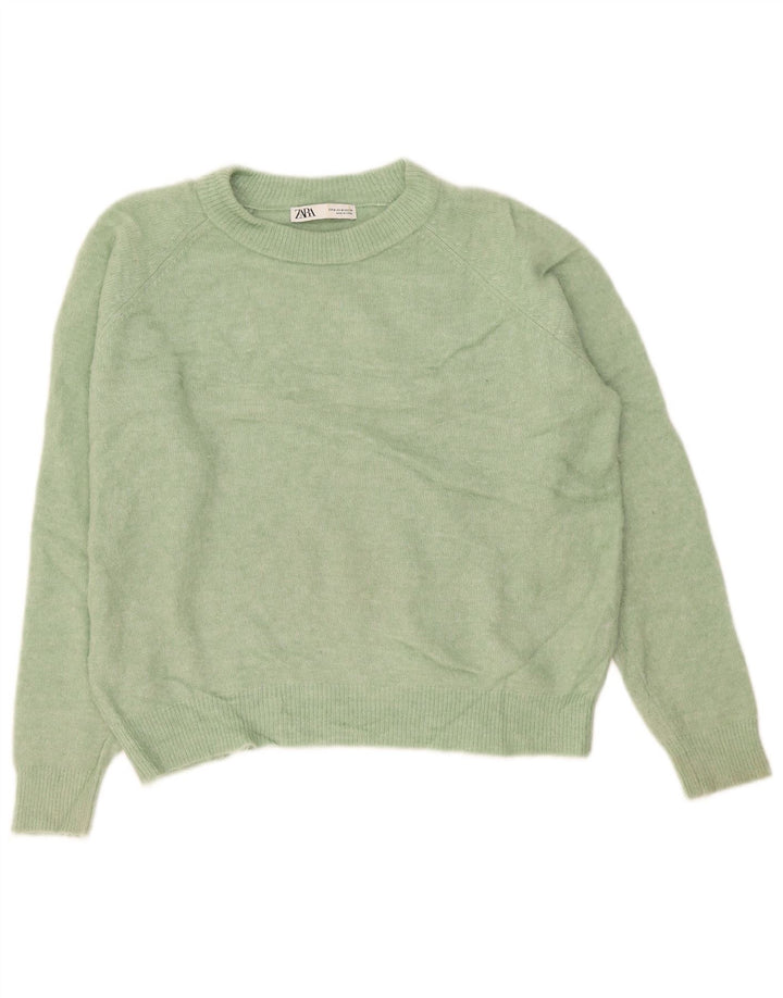 Maglione maglione girocollo oversize da donna Zara UK 14 Nylon verde medio