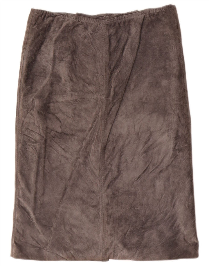Vintage Womens Suede Straight Skirt IT 46 Large W30 Grey