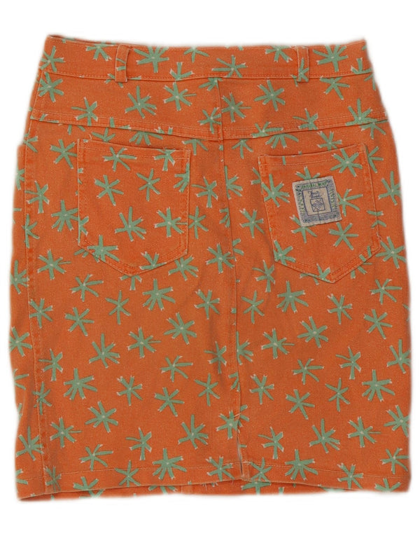 Vintage Damen Jeansrock mit abstraktem Muster IT 44 Medium W28 Orange Baumwolle