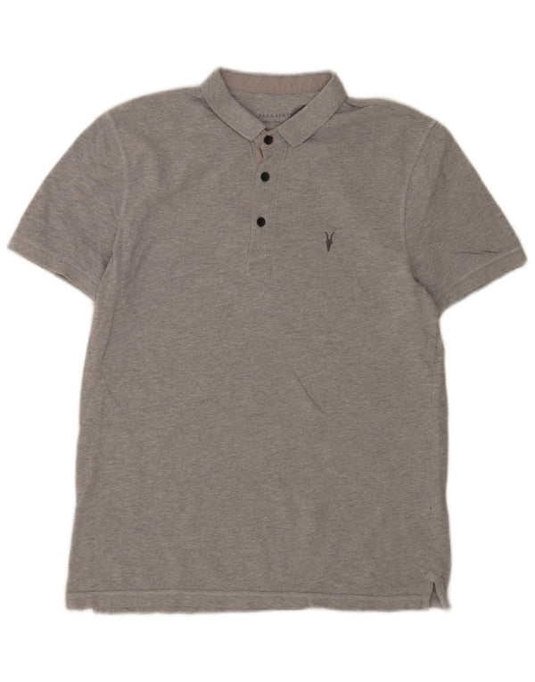 All Saints Mens Polo Shirt Medium Grey Cotton