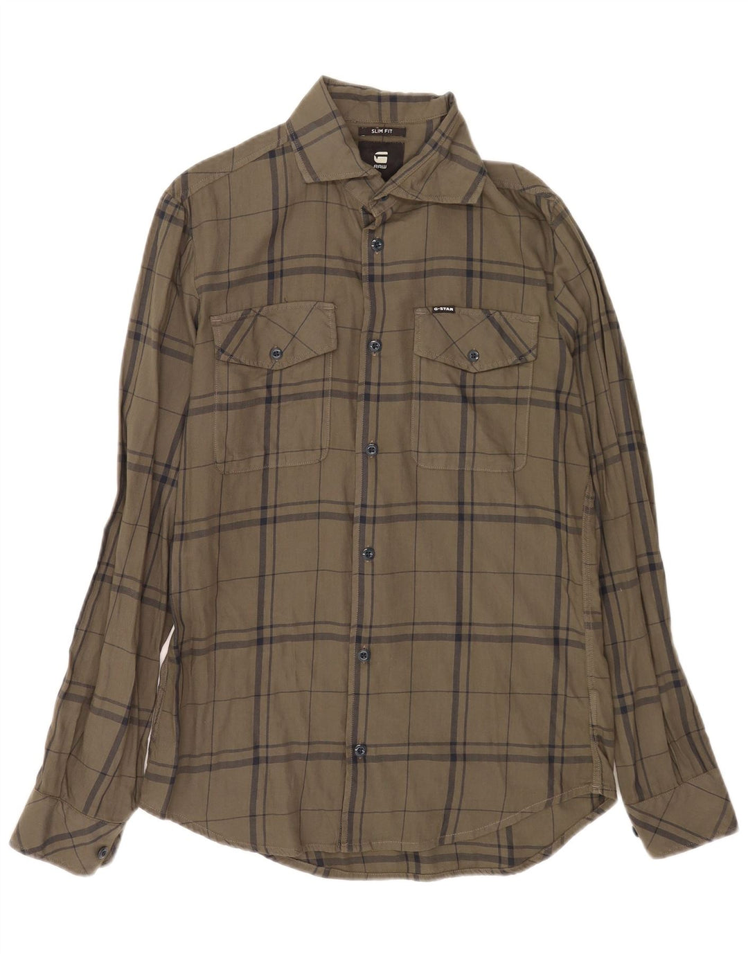 G-Star Mens Slim Fit Flannel Shirt Small Green Check