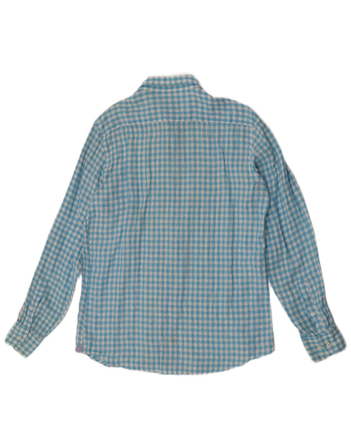 Massimo Dutti Herren-Hemd mit lässiger Passform, großes blaues Gingham-Muster