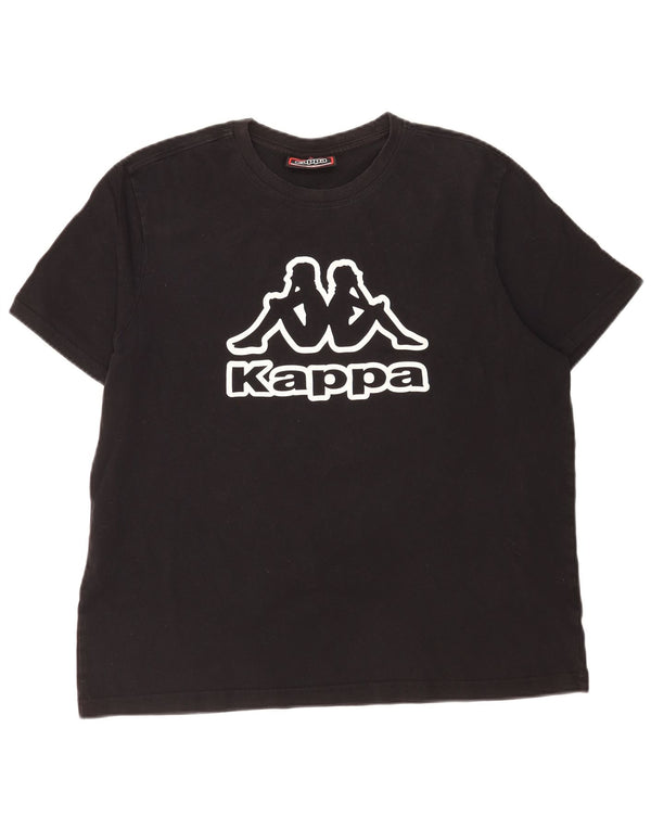 Kappa Mens Graphic T-Shirt Top Large Black Cotton