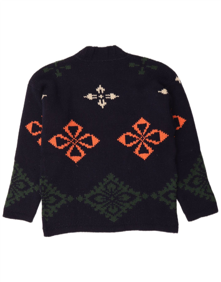 Męski sweter z golfem Foxhound, duży, granatowy, w kwiaty