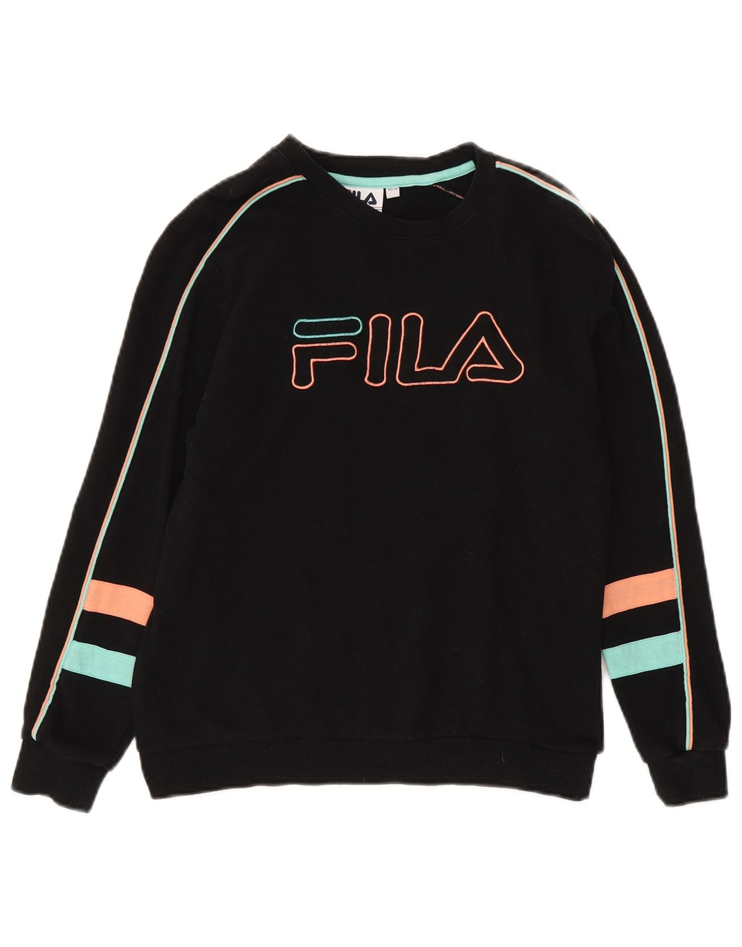 Fila Womens Graphic Sweatshirt Jumper UK 8 Small Black Cotton
