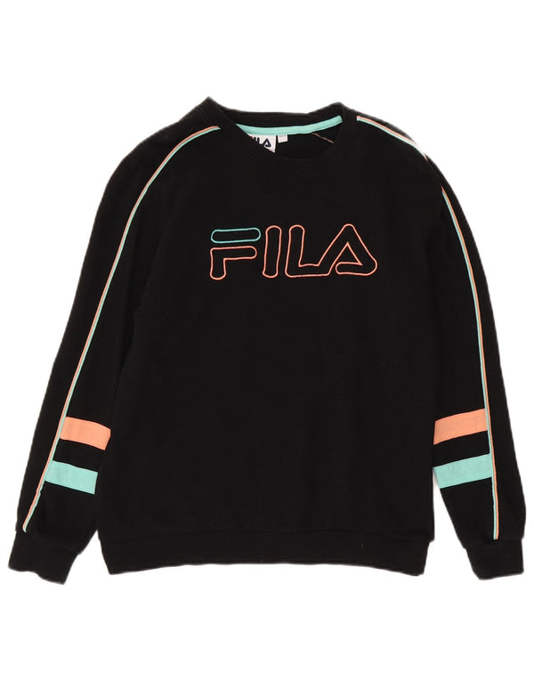 Damska bluza z grafiką Fila, UK 8, mała, czarna bawełna