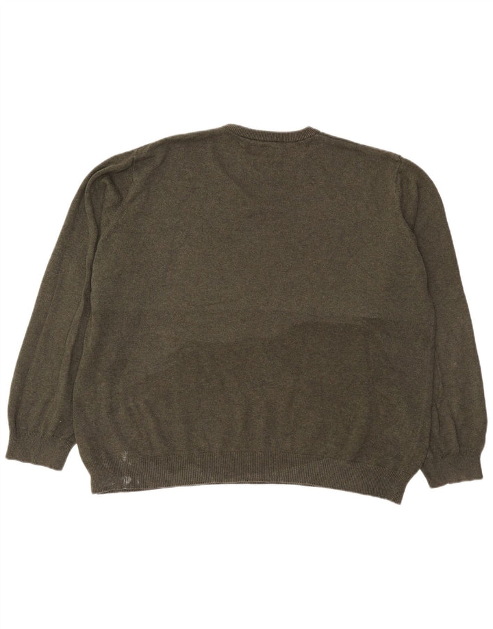 Marks & Spencer Herre sweater med rund hals 2XL Khaki Bomuld