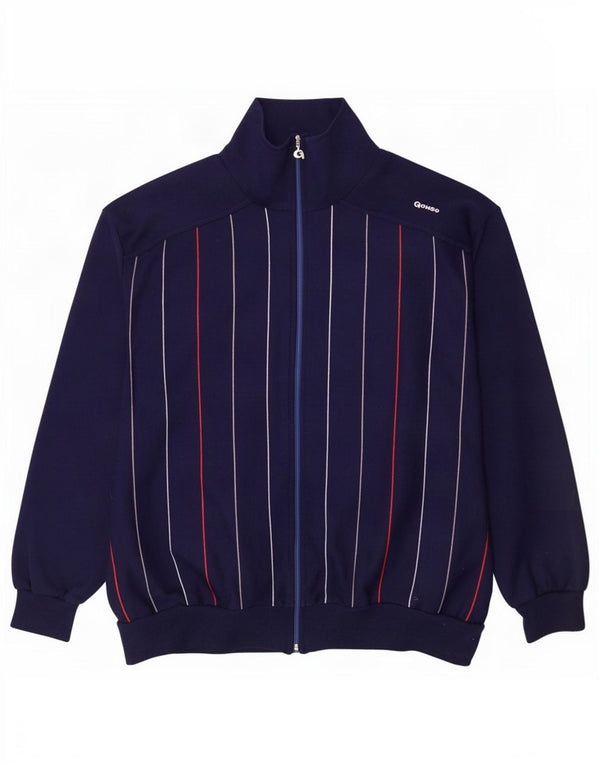 Gonso Mens Tracksuit Top Jacket IT 52 Large Navy Blue Striped Polyacrylic