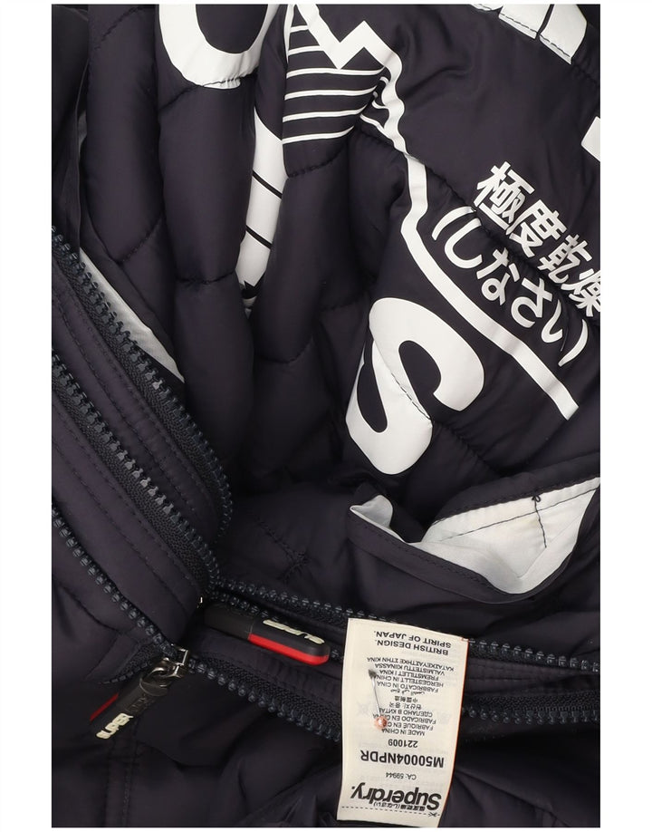 Superdry Mens Padded Jacket UK 36 Small Navy Blue Polyester
