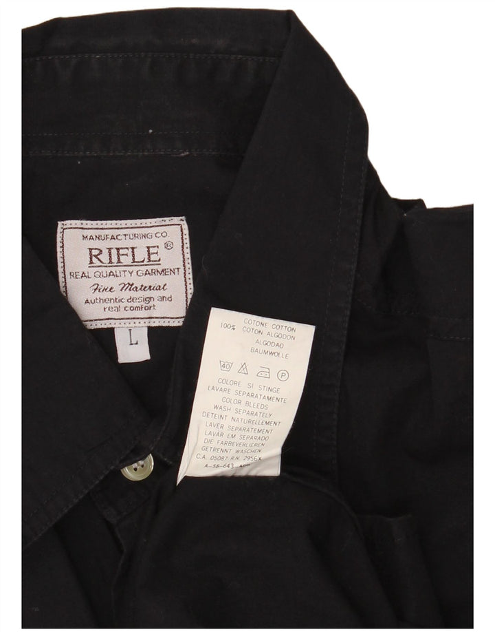Rifle Chemise à manches courtes pour hommes Grand coton noir