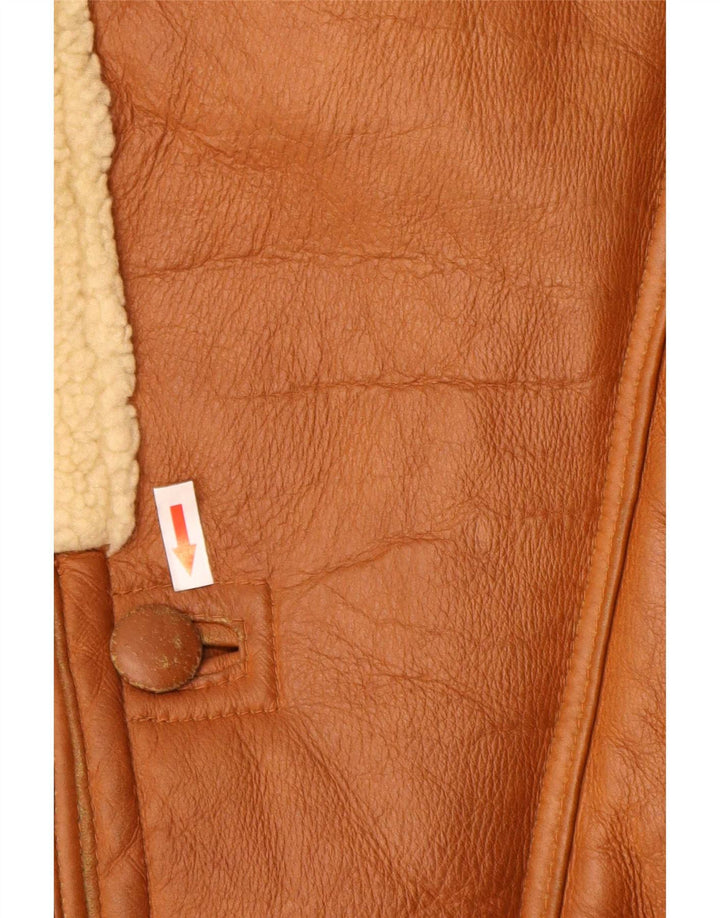 Giacca vintage da uomo in shearling a 3 bottoni IT 48 Colorblock marrone medio