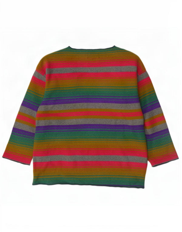 Vintage Womens V-Neck Jumper Sweater UK 18 XL Multicoloured Striped Wool