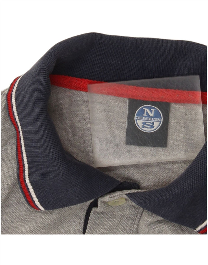North Sails Mens Graphic Polo Shirt Small Grey Flecked