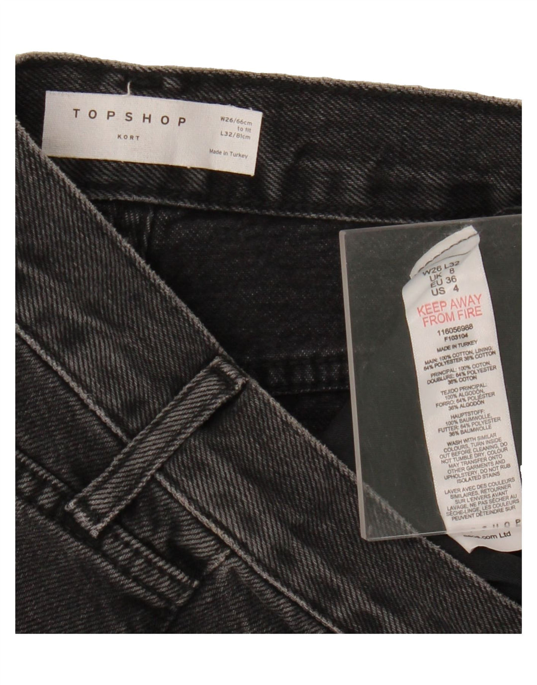 TOPSHOP Womens Straight Jeans W26 L32 Grey Cotton Vintage Topshop and Second-Hand Topshop from Messina Hembry 