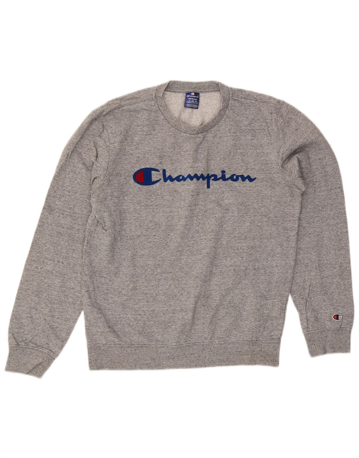 Champion Sweat-Shirt Graphique Homme Gris Moyen Moucheté Coton