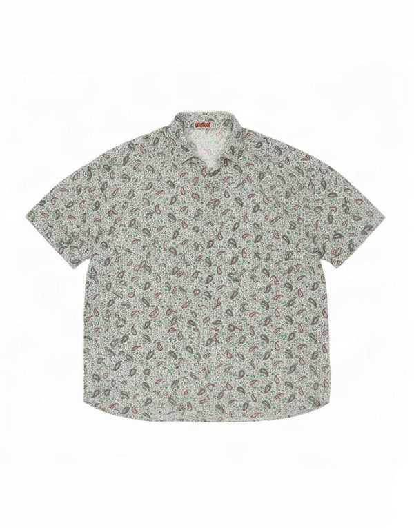 Vintage Boys Short Sleeve Shirt 15-16 Years White Paisley Cotton