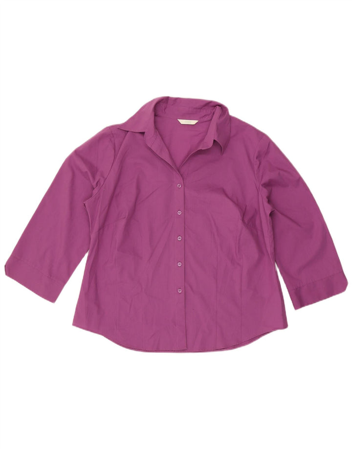 Marks & Spencer Womens 3/4 Sleeve Shirt UK 18 XL Purple Polyester