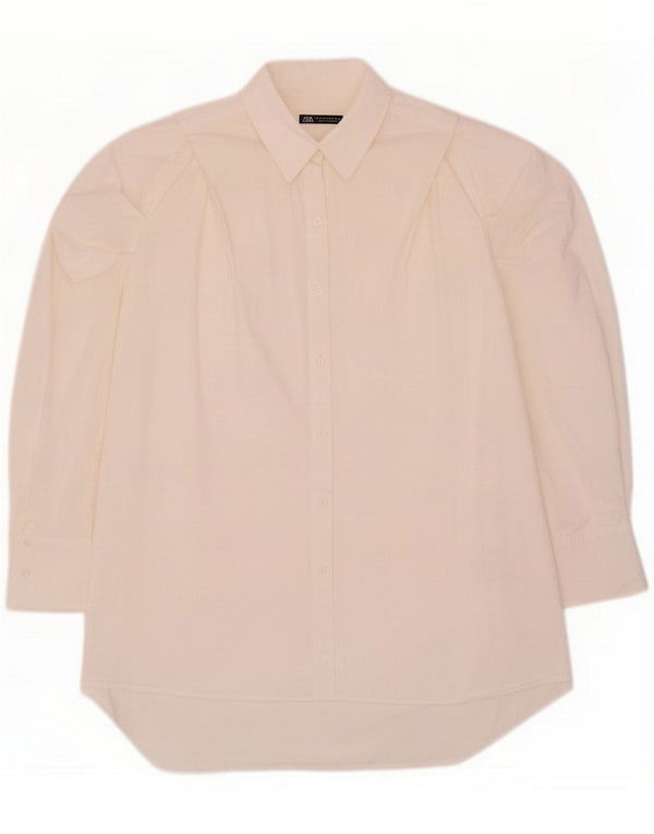 Robe chemise surdimensionnée Zara pour femme UK 10 Small White Cotton