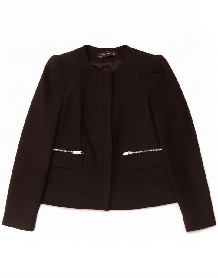 Damska marynarka Zara z zamkiem błyskawicznym UK 10 Small Black Poliester