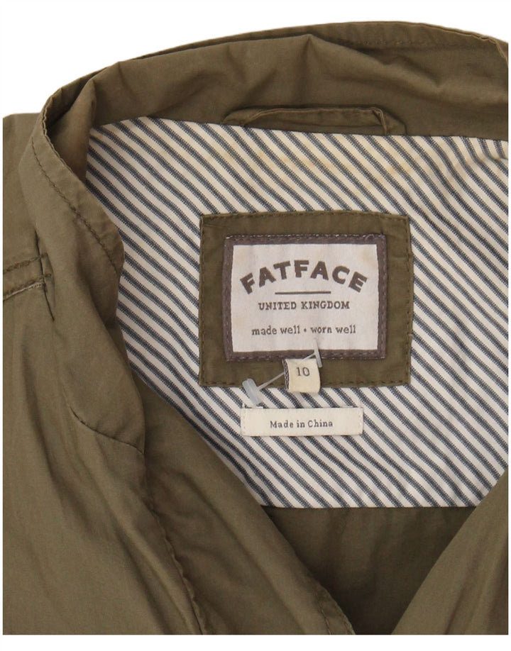 FAT FACE Womens Utility Jacket UK 10 Small Khaki Cotton