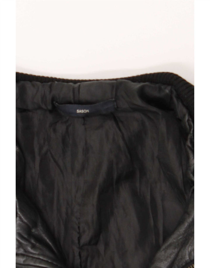 Sasch Womens Crop Læderjakke UK 12 Medium Black