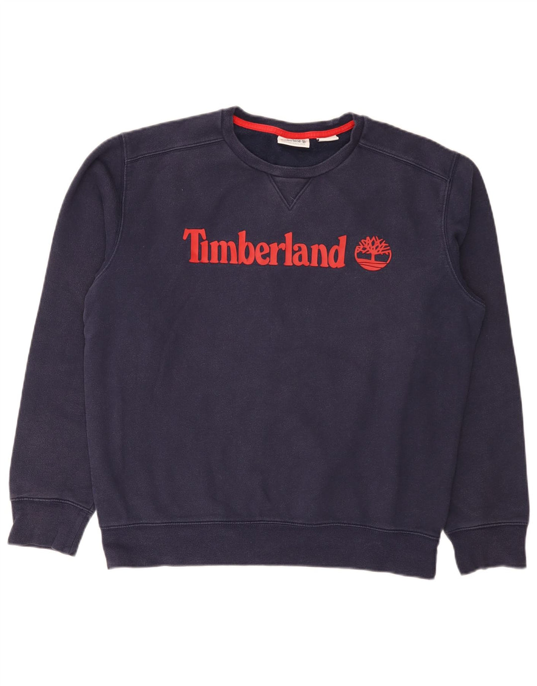 Timberland Mens Graphic Sweatshirt Jumper Large Navy Blue Cotton