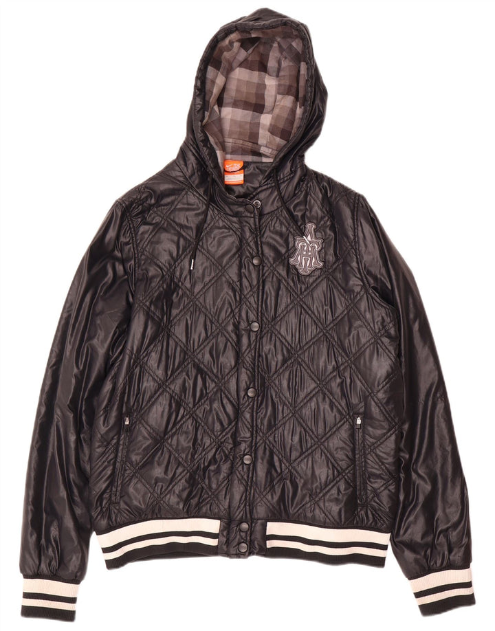 Nike Womens Hooded Quilted Jacket UK 18 XL Black Nylon