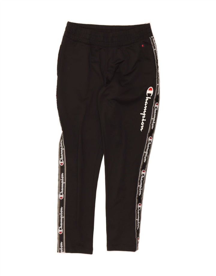 CHAMPION Womens Graphic Tracksuit Trousers UK 10 Small Black Vintage Champion and Second-Hand Champion from Messina Hembry 