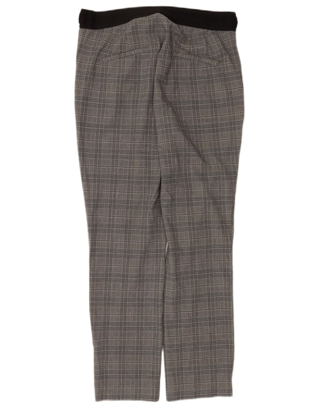 Zara Pantalon de costume droit pour femme Large W32 L28 Gris à carreaux Polyester