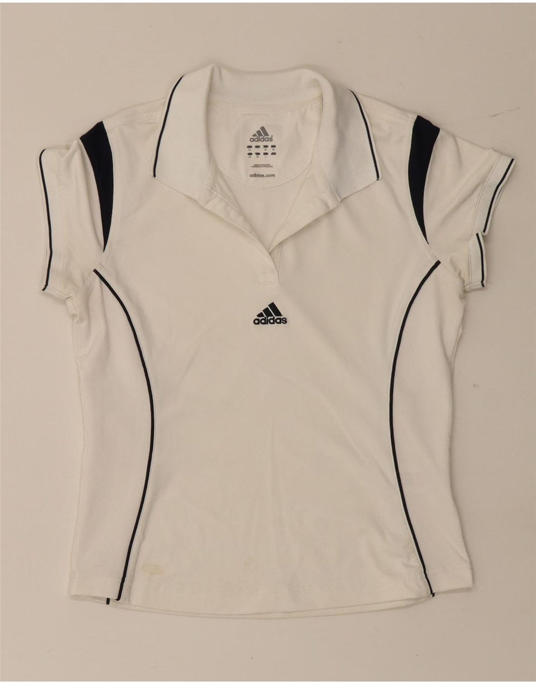 Adidas Womens Polo Shirt UK 12 Medium White Colourblock Polyester