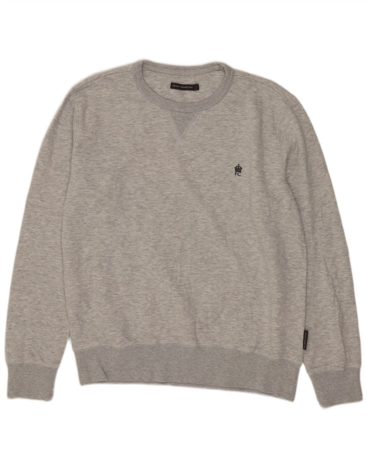 French Connection Herren-Sweatshirt-Pullover, groß, graue Baumwolle