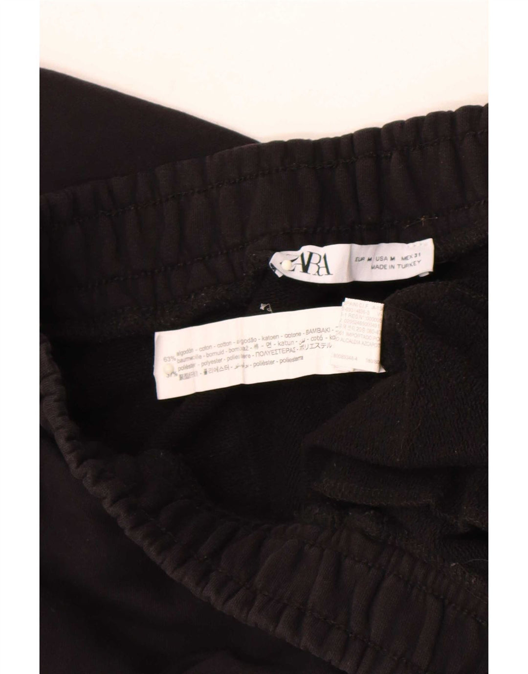 Zara Mens Tracksuit Trousers Joggers Medium  Black Cotton