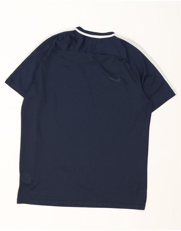 Nike Hommes Dri Fit T-Shirt Haut Large Bleu Marine Colorblock Polyester
