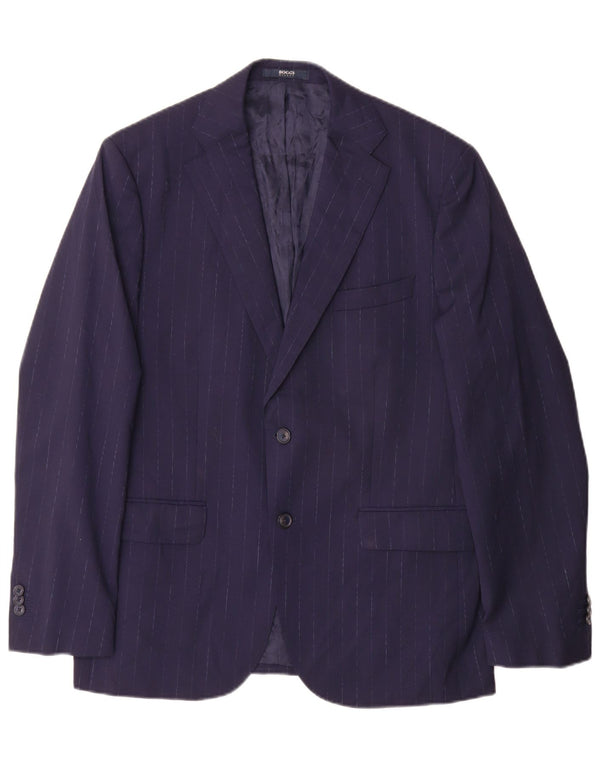 Giacca blazer da uomo a 2 bottoni Boggi IT 52 XL Lana gessata blu navy