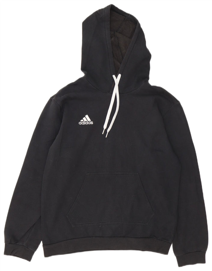 Adidas Mens Hoodie Jumper Medium Black Cotton